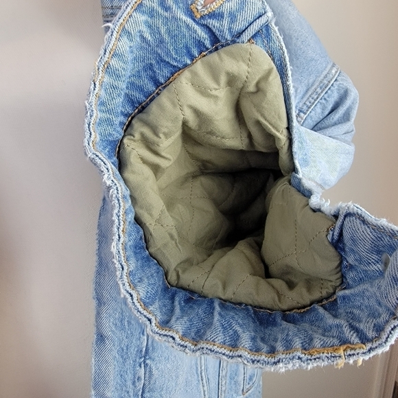 Zara Oversized Denim Jacket Sherpa Lined Size Medium - Picture 8 of 9